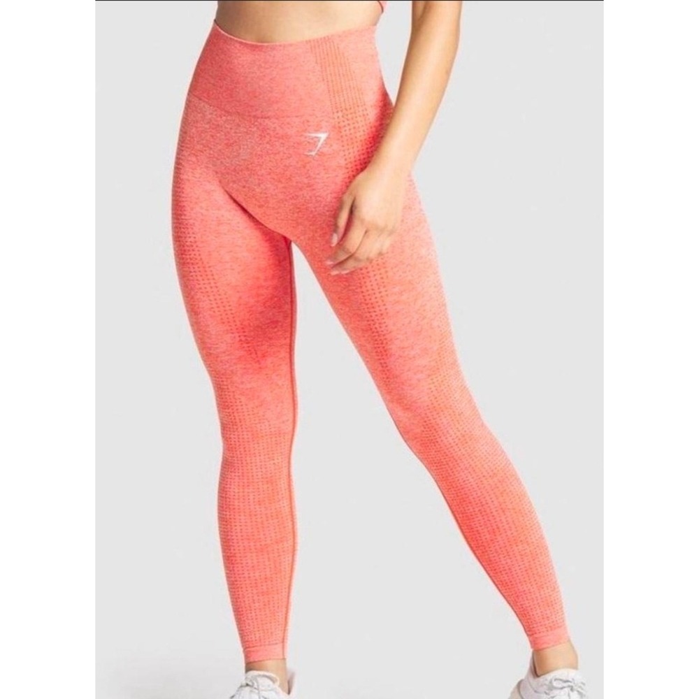 Gymshark Vital Seamless Leggings Coral Orange Marl High Rise Workout Pants Small